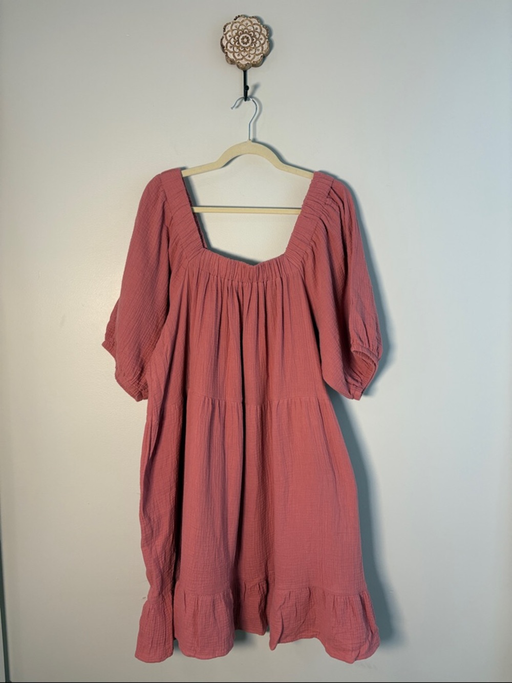 Wonderly Rose Mauve Gauze Peasant Dress
